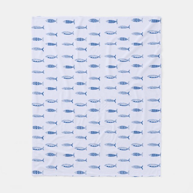 Sardines Pattern Fleece Blanket (Front)