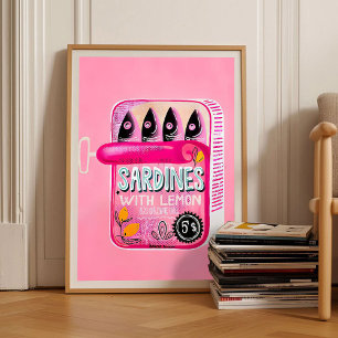 Sardines Print Sardine Tin Vintage Poster Retro 