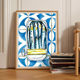 Sardines Print Sardine Tin Vintage Poster Retro 