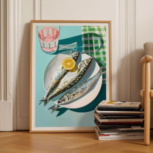 Sardines Print Sardine Tin Vintage Poster Retro 
