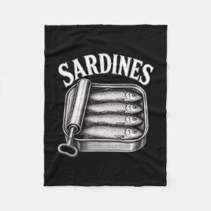 Sardines retro fish tin can vintage seafood foodie fleece blanket