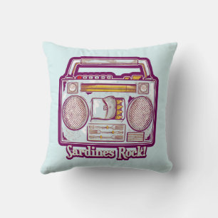 Sardines Rock Funny 80's Stereo Cushion