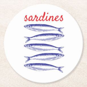 Sardines Round Paper Coaster