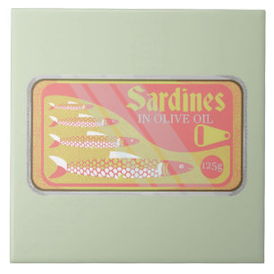 Sardines tin Retro poster style Ceramic Tile