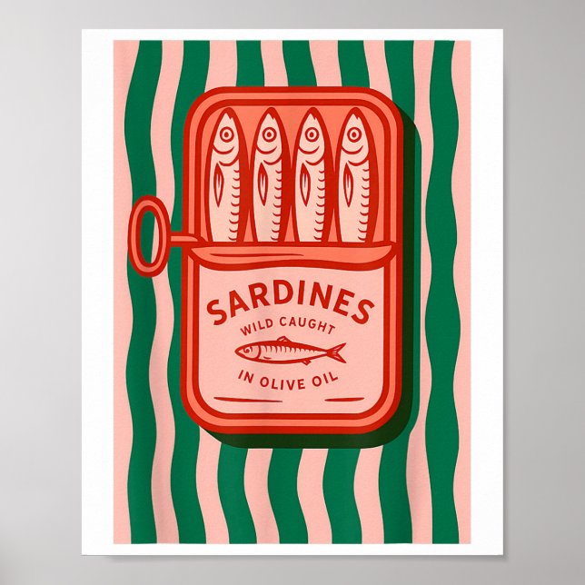 Sardines Tinned Fish Retro Graphic Summer For Men  Poster (Front)