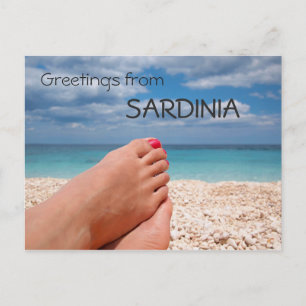 Sardinia beach greetings text postcard