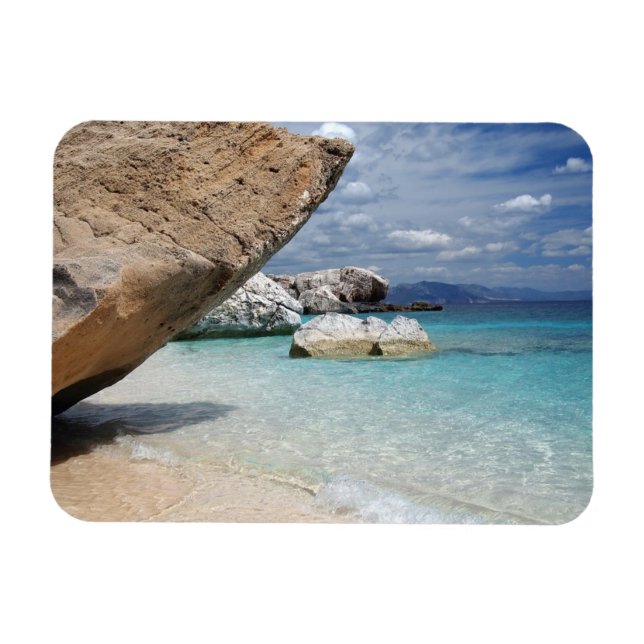 Sardinia beach with big rocks rectangular magnet (Horizontal)