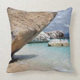 Sardinia beach with big rocks throw pillow