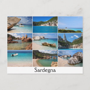 Sardinia beaches collage text postcard