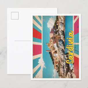 Sardinia Italy Pop Art Travel Illustration Postcard