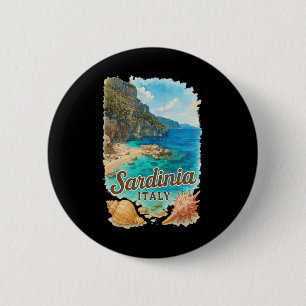 Sardinia Italy Watercolor Beach Travel Souvenir  6 Cm Round Badge