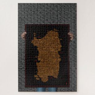 Sardinia Typography Map – Challenging Jigsaw Puzzl Puzzle