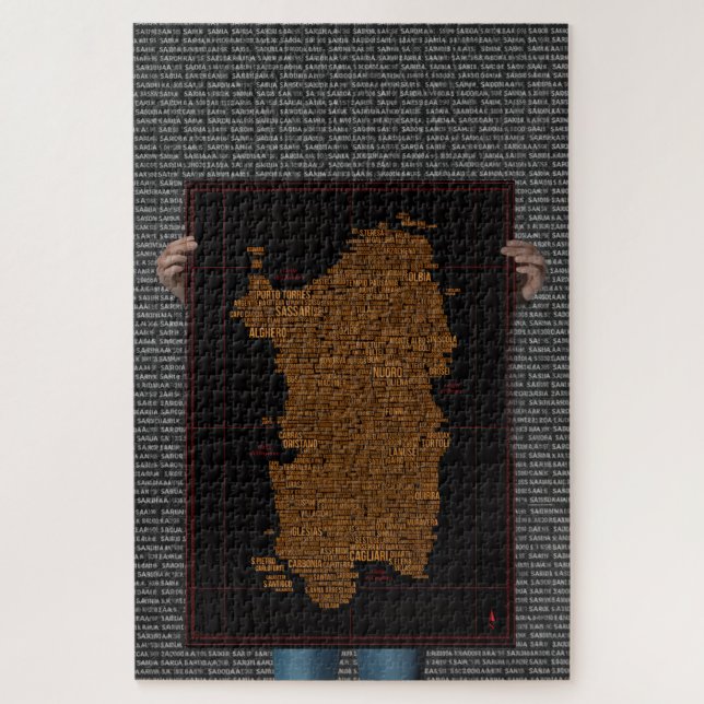 Sardinia Typography Map – Challenging Jigsaw Puzzl Puzzle (Vertical)