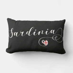 Sardinian Flag Heart, I Love Sardinia Lumbar Cushion
