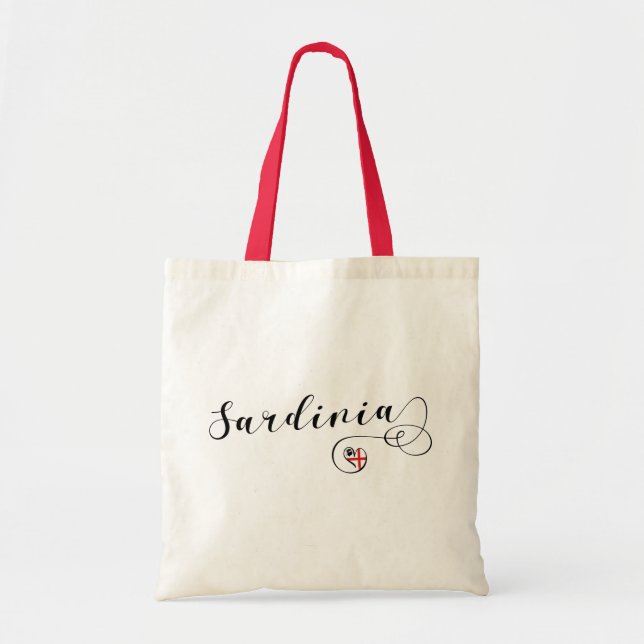 Sardinian Flag Heart, I Love Sardinia Tote Bag (Front)