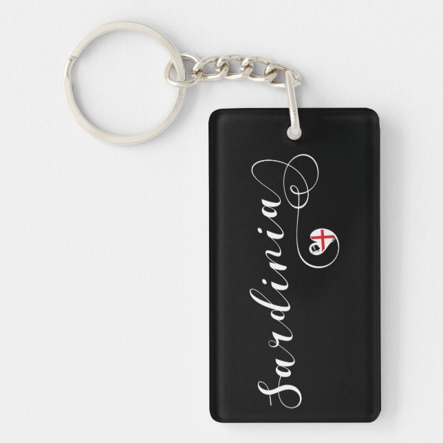 Sardinian Heart Flag, Sardinia Key Ring (Front)