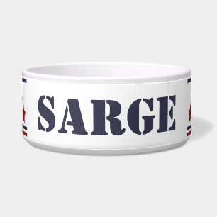 Sarge Patriotic Dog Bowl   EDITABLE