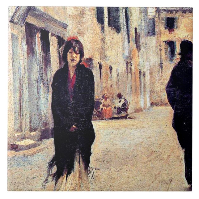 Sargent - Street in Venice, fine art Ceramic Tile (Front)
