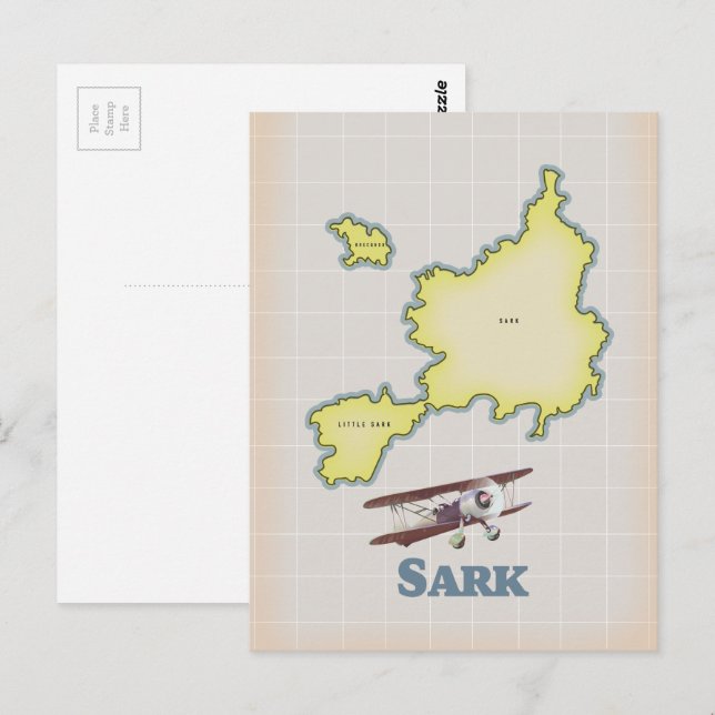 Sark vintage style map postcard (Front/Back)