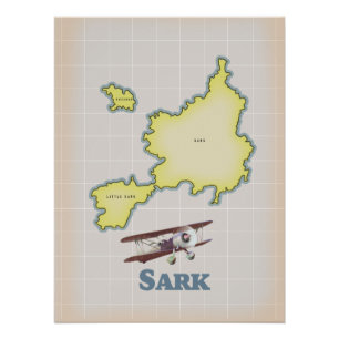Sark vintage style map poster