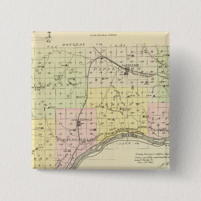 Sarpy County, Nebraska 15 Cm Square Badge (Front)