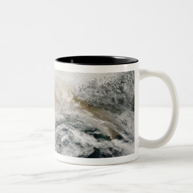 Sarychev Peak blowing across the Sea of Okhotsk Two-Tone Coffee Mug (Right)