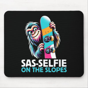 Sas-selfie On The Slopes Snowboarding Bigfoot Snow Mouse Pad