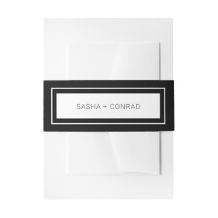 Sasha Black Modern Wedding Invitation Belly Band