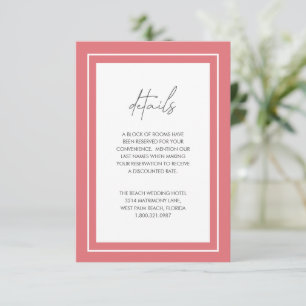 Sasha Coral Modern Wedding Enclosure Card