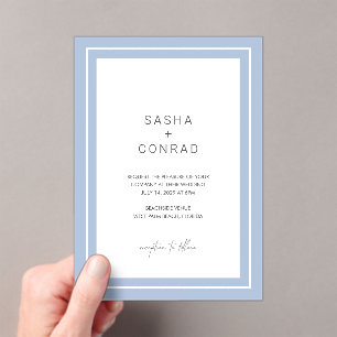 Sasha Cornflower Modern Wedding Acrylic Invitations