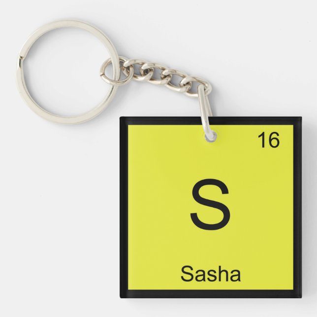 Sasha Name Chemistry Element Periodic Table Key Ring (Front)