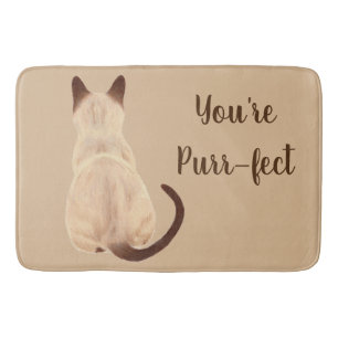 Sasha Siamese Cat Lover Back View You're Purrfect Bath Mat
