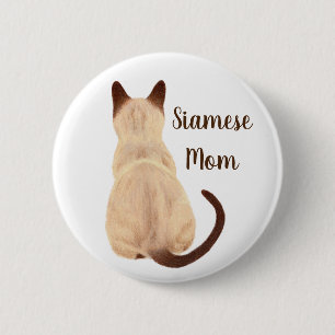 Sasha Siamese Cat Mum Kitty Looking Away Back View 6 Cm Round Badge