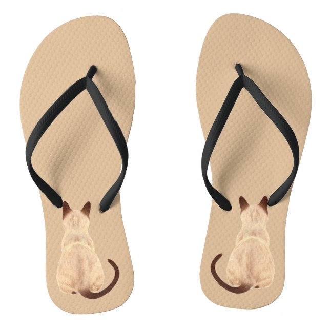 Sasha Siamese Cat Person Kitty Looking Away Art Thongs (Footbed)