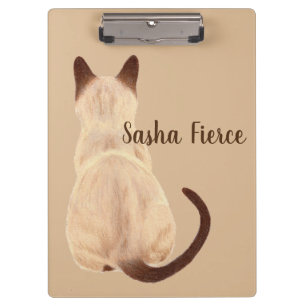 Sasha Siamese Cat Sitting Back View Kitty Custom Clipboard