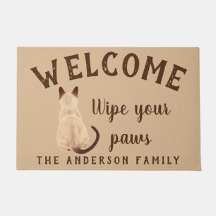 Sasha Siamese Cat Sitting Back View Kitty Custom Doormat