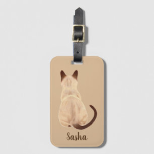 Sasha Siamese Cat Sitting Back View Kitty Custom Luggage Tag