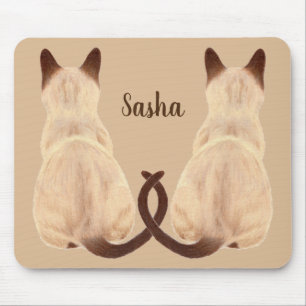Sasha Siamese Cat Sitting Back View Kitty Custom Mouse Pad