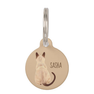 Sasha Siamese Cat Sitting Back View Kitty Custom Pet Tag