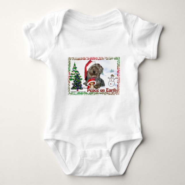 Sasha Sydney Silky Dog Mouse Holiday Apparel Baby Bodysuit (Front)