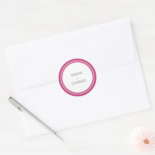 Sasha Vibrant Pink Modern Wedding Classic Round Sticker