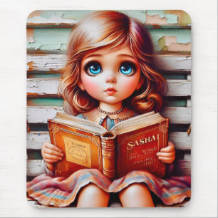 SASHA ~ Vintage Girl Reads Her Book ~ Mousepad