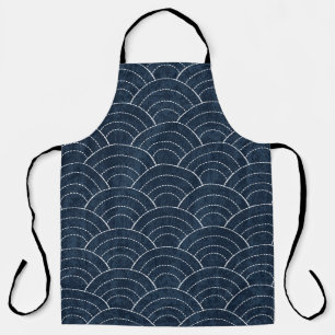 Sashiko Embroidery: Indigo Japanese Pattern. Apron
