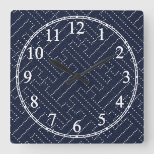 Sashiko Key Square Wall Clock