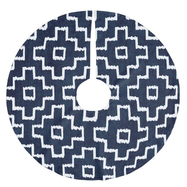 Sashiko Pattern: Traditional Japanese Embroidery Brushed Polyester Tree Skirt (Front)