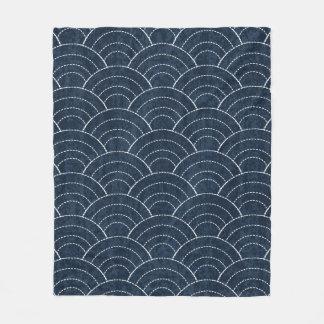 Sashiko seamless indigo dye pattern with tradition fleece blanket