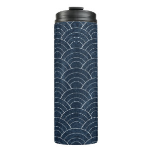 Sashiko seamless indigo dye pattern with tradition thermal tumbler