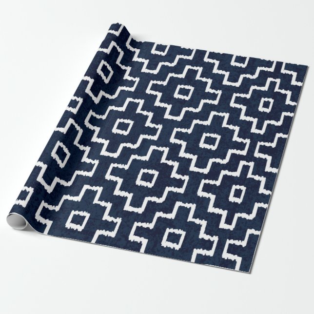 Sashiko seamless indigo dye pattern with tradition wrapping paper (Unrolled)