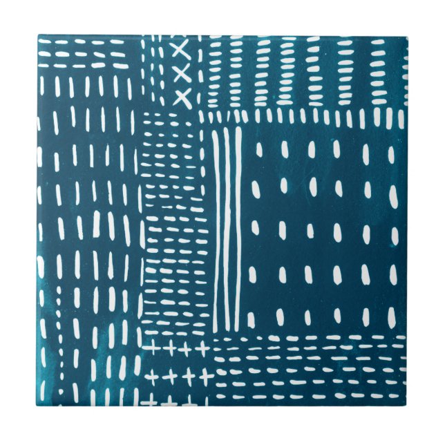Sashiko Stitches Ceramic Tile (Front)