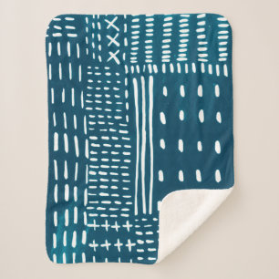 Sashiko Stitches Sherpa Blanket